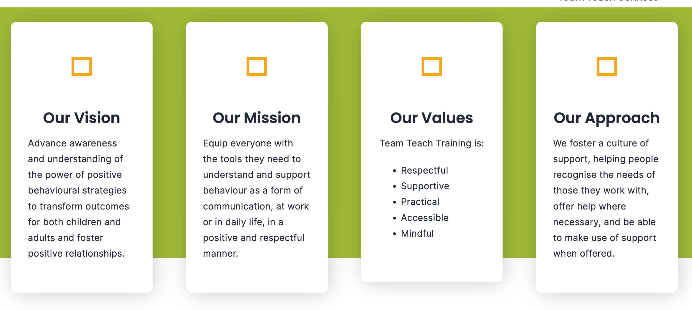 Mission, vision e valori dell'organizzazione TEAM TEACH®